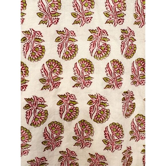 Livro Floral Dress Block Print Size M 100% Cotton Popover V neck - Picture 2 of 5